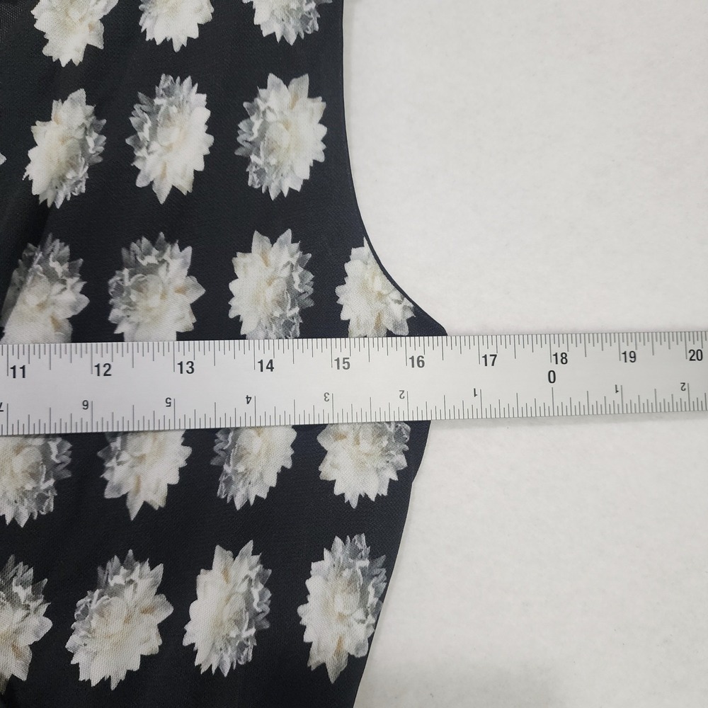 Max Mara Maxi Dress Womens 40 Black White Floral Rayon Wrap Neck Sleeveless - Picture 5 of 9